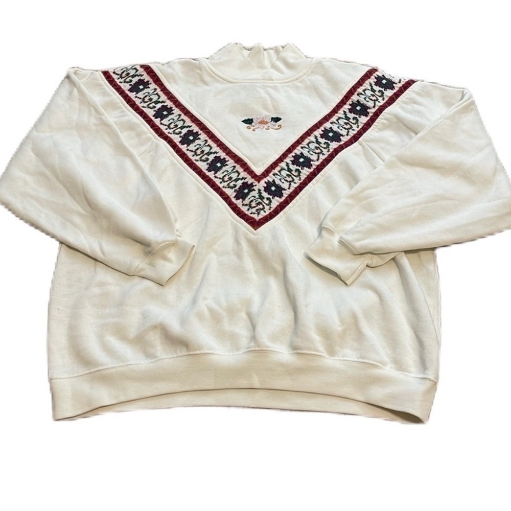 American Sportif M Women Vintage Cream Mock Turtleneck Sweater Made In USA EUC